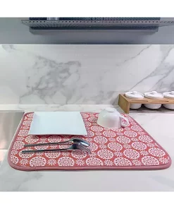 Grand Fusion Housewares Grand Fusion Reversible Dish Drying Mats 2 Pack, Coral -Paco Home Elegant Store Belk 1489
