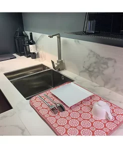Grand Fusion Housewares Grand Fusion Reversible Dish Drying Mats 2 Pack, Coral -Paco Home Elegant Store Belk 1490