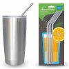 Grand Fusion Housewares Grand Fusion Stainless Steel Drinking Straw with cleaning Brush, 6 Straws & 2 Brushed