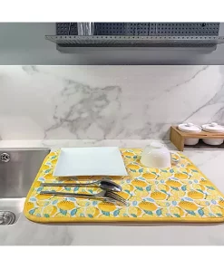 Grand Fusion Housewares Grand Fusion Reversible Dish Drying Mats 2 Pack, Lemon -Paco Home Elegant Store Belk 1511