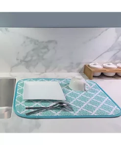 Grand Fusion Housewares Grand Fusion Reversible Dish Drying Mats 2 Pack, Teal 11 Grand Fusion Housewares Grand Fusion Reversible Dish Drying Mats 2 Pack, Teal -Paco Home Elegant Store Belk 1529