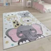 Paco Home Kids Rug for Nursery Cute Animals in Cream Pastel Colors - 2'8" x 4'11"