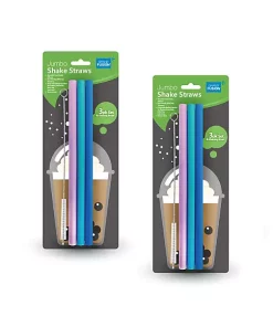 Grand Fusion Housewares Grand Fusion Jumbo Size Silicone Shake Straws, 6 Straws & 2 Brushes