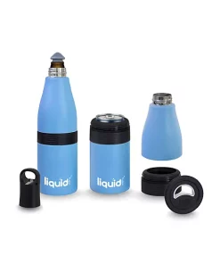 Grand Fusion Housewares Grand Fusion 3in1 Stainless Insulated Bottle, Can and Water Cooler with Opener, PC Blue