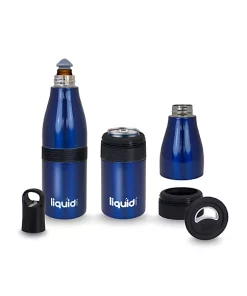 Grand Fusion Housewares Grand Fusion 3in1 Stainless Insulated Bottle, Can and Water Cooler with Opener, Blue