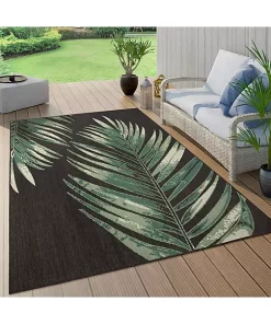 Paco Home Waterproof Outdoor Rug for Patio with Floral Palm Leaf Design - 6'7" x 9'6"