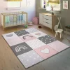 Paco Home Kids Rug Checkered with Rainbows & Hearts in Pink White - 6'7" x 9'6" -Paco Home Elegant Store Belk 354