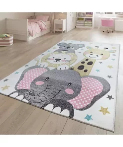 Paco Home Kids Rug for Nursery Cute Animals in Cream Pastel Colors - 6'7" x 9'6" -Paco Home Elegant Store Belk 364
