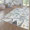 Paco Home Nursery Rug with Streets Cars and Trees Motif in Pastel Colors - 6'7" x 9'2" -Paco Home Elegant Store Belk 372