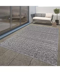 Paco Home In- & Outdoor Rug Marrakesh Trellis Pattern with High/Low Effect - 6'7" x 9'6"