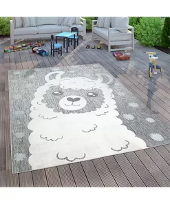 Paco Home Kids Rug Llama Motif with Contour Cut in Mottled Grey - 6'7" x 9'2" -Paco Home Elegant Store Belk 396