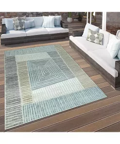 Paco Home In- & Outdoor Rug Geometric Pattern in 3D for Patio - 3'11" x 5'7"