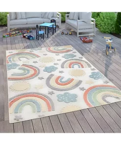 Paco Home Kids Rug Colorful Rainbow Play-Mat for In- & Outdoor in Cream - 6'7" x 9'2" -Paco Home Elegant Store Belk 580