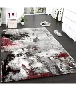 Paco Home Artful Designer Rug in Mottled Grey Red Cream - 5'3" x 7'7" -Paco Home Elegant Store Belk 609