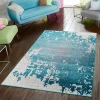 Paco Home Area Rug Abstract Splash Pattern Used Look in Turquiose Cream - 3'11" x 5'7" -Paco Home Elegant Store Belk 672