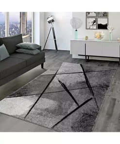 Paco Home Modern Area Rug Abstract Black Stripes and Grey Shades - 3'11" x 5'7" -Paco Home Elegant Store Belk 689