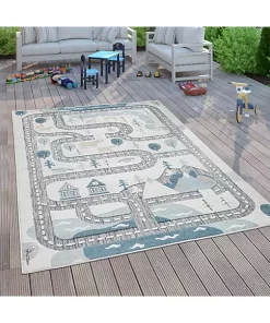 Paco Home Kids Rug Roads Play-Mat in Snow Landscape in Muted Cream - 2'8" x 4'11" -Paco Home Elegant Store Belk 75