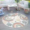Paco Home Kids Rug Colorful Rainbow Play-Mat for In- & Outdoor in Cream - 3'11" Round -Paco Home Elegant Store Belk 765