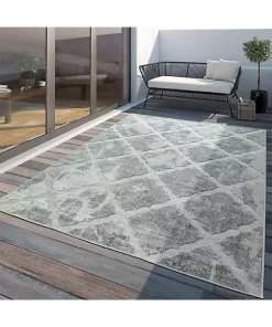 Paco Home In- & Outdoor Rug Moroccan Style with Diamond Pattern in Light-Grey - 2'8" x 4'11"