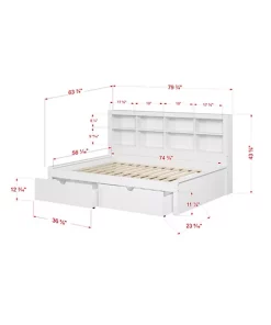 Donco Kids Full Bookcase Daybed With Drawers -Paco Home Elegant Store Belk 882