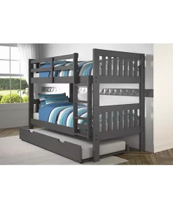 Donco Kids Twin/Twin Mission Bunk Bed W/Twin Trundle Bed