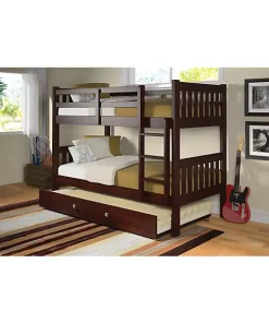 Donco Kids Twin/Twin Mission Bunk Bed W/Twin Trundle Bed -Paco Home Elegant Store Belk 921