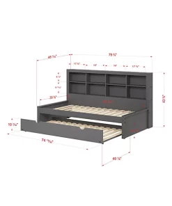 Donco Kids Twin Bookcase Daybed With Trundle -Paco Home Elegant Store Belk 931