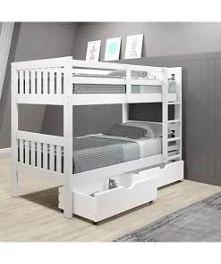 Donco Kids Twin/Twin Mission Bunk Bed W/Dual Under Bed Drawers