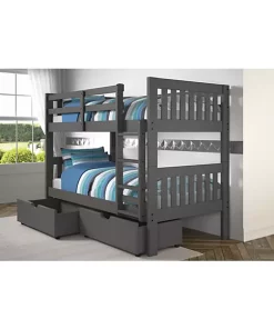 Donco Kids Twin/Twin Mission Bunk Bed W/Dual Under Bed Drawers 9 Donco Kids Twin/Twin Mission Bunk Bed W/Dual Under Bed Drawers -Paco Home Elegant Store Belk 941