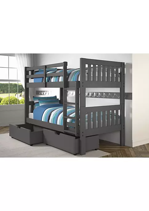 Donco Kids Twin/Twin Mission Bunk Bed W/Dual Under Bed Drawers 5 Donco Kids Twin/Twin Mission Bunk Bed W/Dual Under Bed Drawers - Image 3