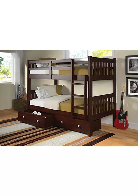 Donco Kids Twin/Twin Mission Bunk Bed W/Dual Under Bed Drawers 6 Donco Kids Twin/Twin Mission Bunk Bed W/Dual Under Bed Drawers - Image 4