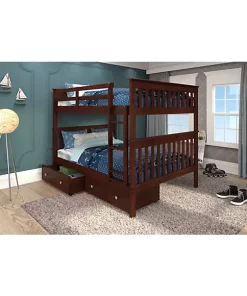 Donco Kids Full/Full Mission Bunk Bed With Dual Underbed Drawers -Paco Home Elegant Store Belk 967