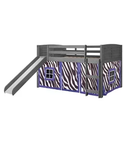Donco Kids Twin Louver Low Loft W/Slide & Blue Tent Kit -Paco Home Elegant Store Belk 971