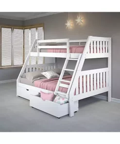 Donco Kids Twin/Full Mission Bunk Bed W/Dual Under Bed Drawers