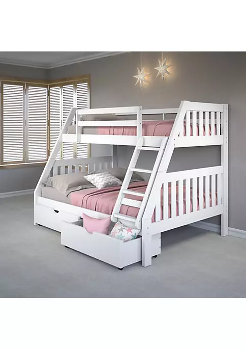 Donco Kids Twin/Full Mission Bunk Bed W/Dual Under Bed Drawers 3 Donco Kids Twin/Full Mission Bunk Bed W/Dual Under Bed Drawers