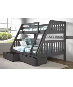 Donco Kids Twin/Full Mission Bunk Bed W/Dual Under Bed Drawers