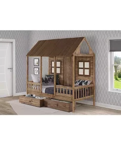 Donco Kids Twin Front Porch Low Loft W/Dual Underbed Drawers