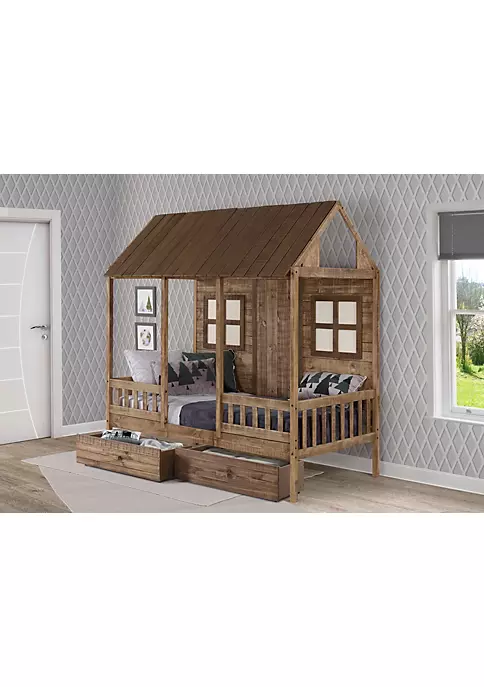 Donco Kids Twin Front Porch Low Loft W/Dual Underbed Drawers 3 Donco Kids Twin Front Porch Low Loft W/Dual Underbed Drawers